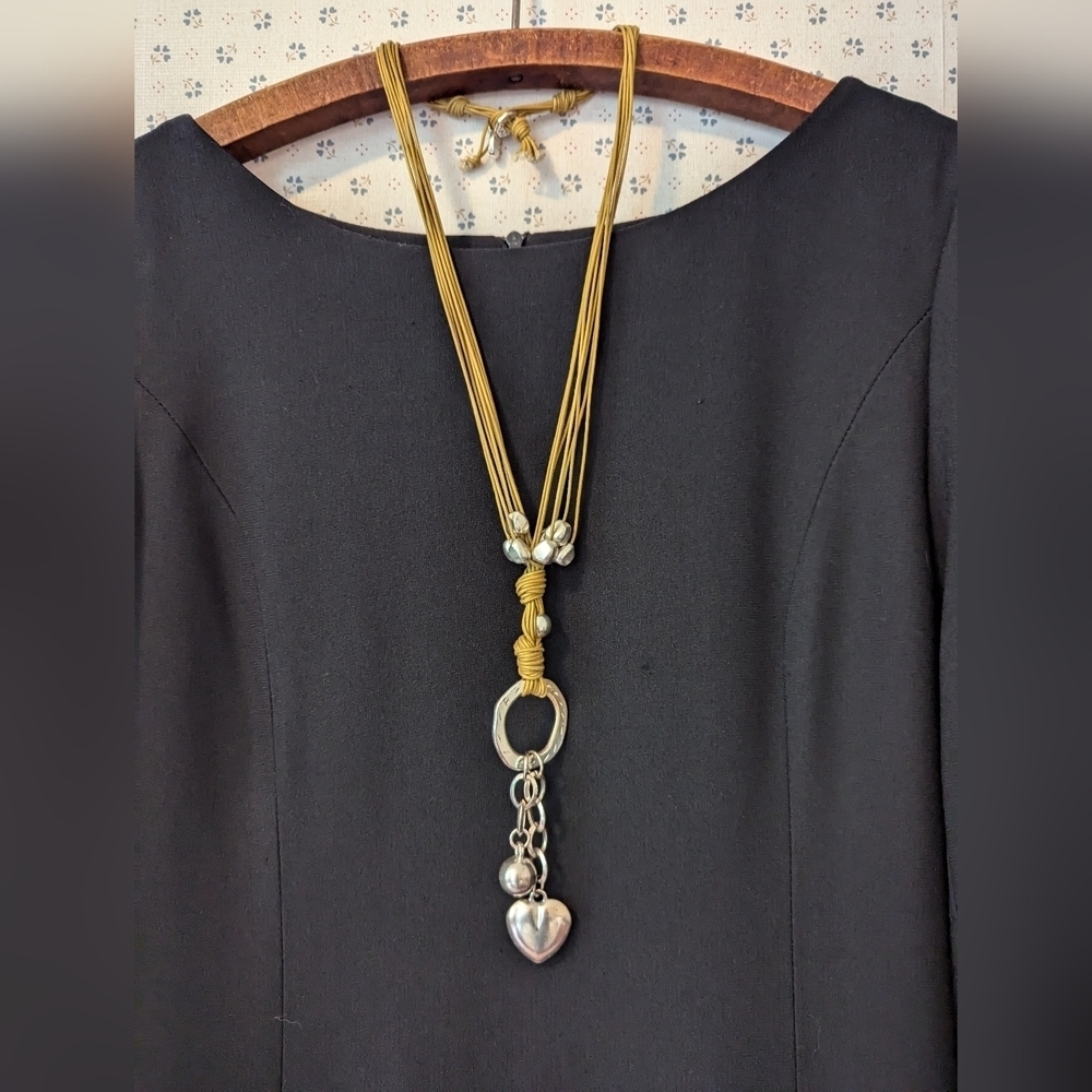 Gillian Julius Cord Necklace tag silver heart ball chain circle waxed hardware